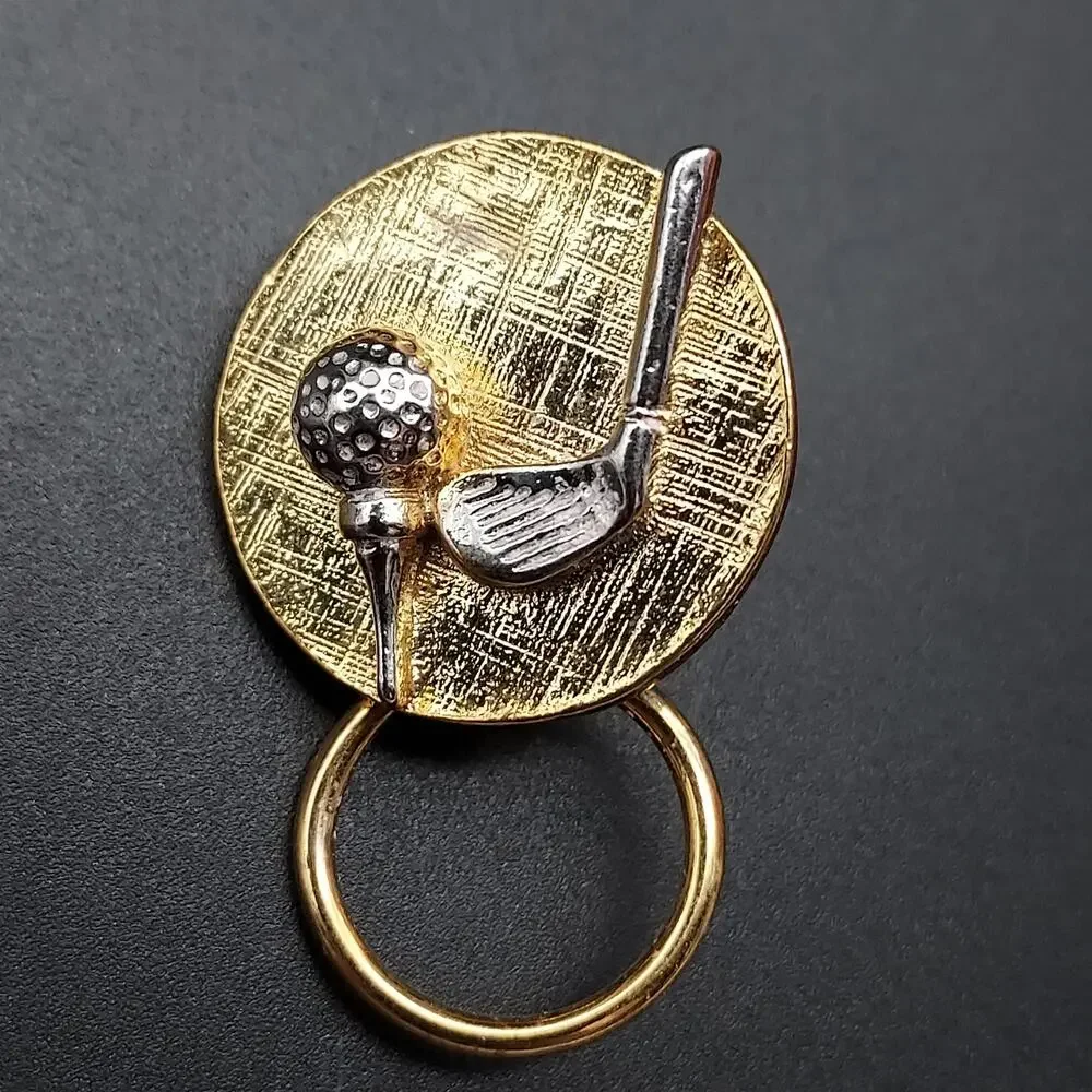 Golf Lover's Pin Tee Club Putter Gold Tone Esther Fuhrman Badge ID Holder